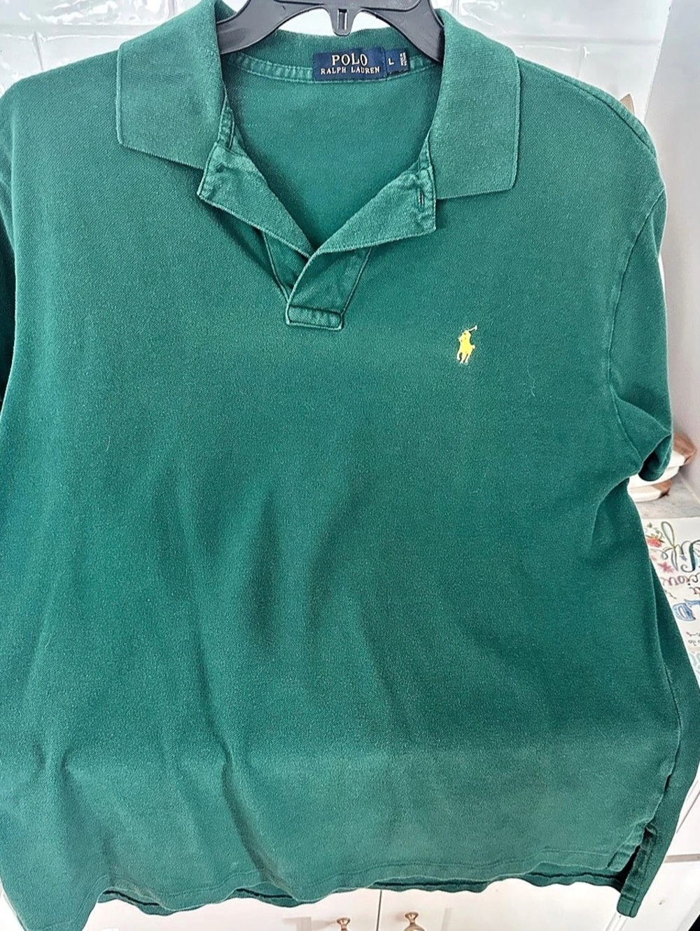 Polo Ralph Lauren men’s Custom Slim Fit Mesh Polo Shirt Green Large